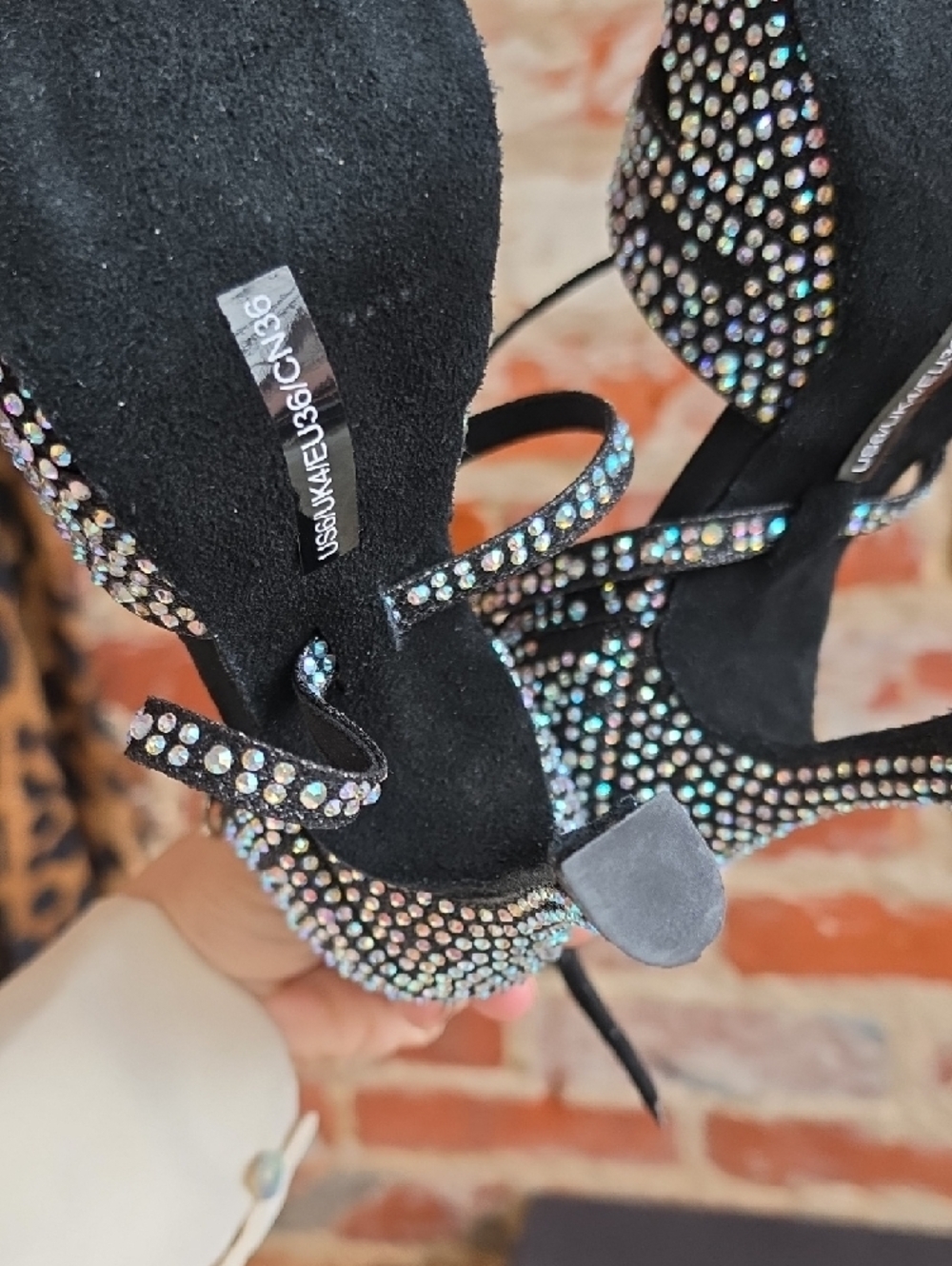 Black Crystal Strappy High-Heel Sandals for Women - Picture 4 of 6